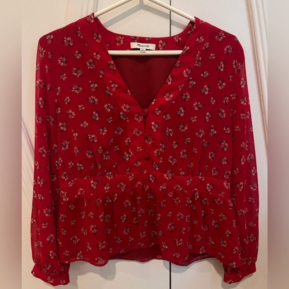 MADEWELL Red Floral Blouse (M)